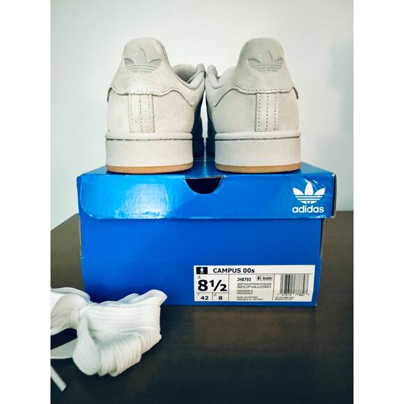 Iconic Adidas Original Campus 3-Stripes Lace Up Sneakers Gray / White Mens 8.5 - Picture 7 of 11